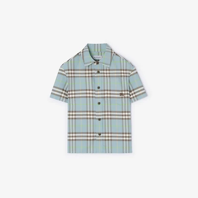 Check Cotton Oxford Shirt in Misty blue | Burberry® Official