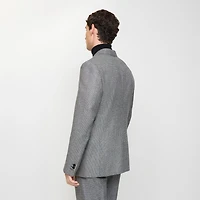 Puppytooth Check Wool Tailored Jacket in Titanium grey/black - Men | Burberry® Official