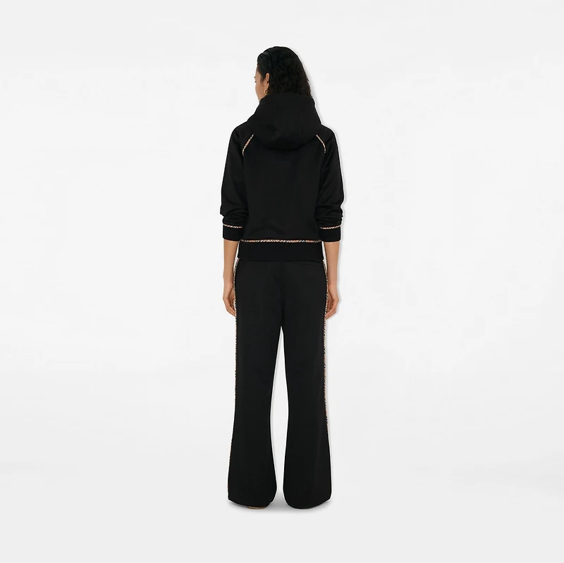 Check Trim Cotton Blend Track Pants in Black - Women | Burberry® Official