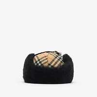 Check Wool Trapper Cap in Sand beige - Men | Burberry® Official