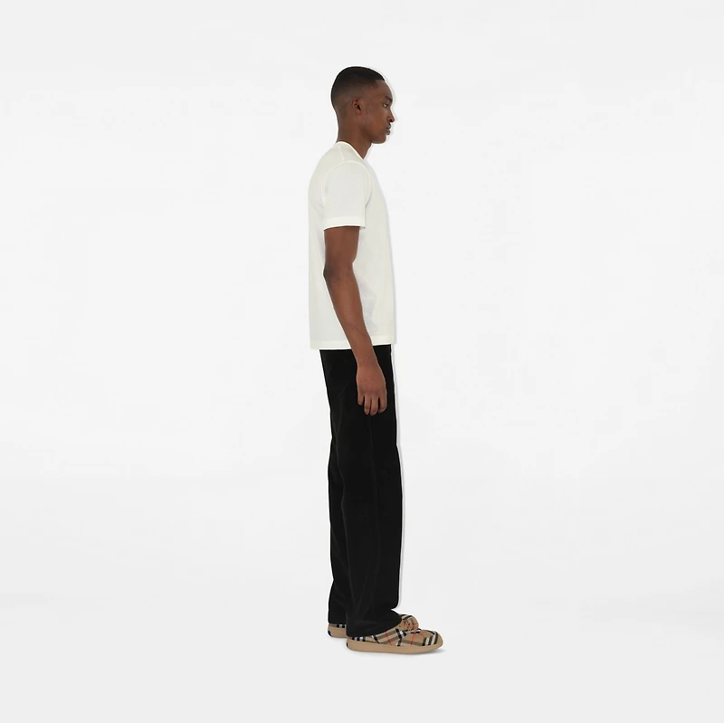 Check Label Cotton T-shirt in Chalk white - Men | Burberry® Official