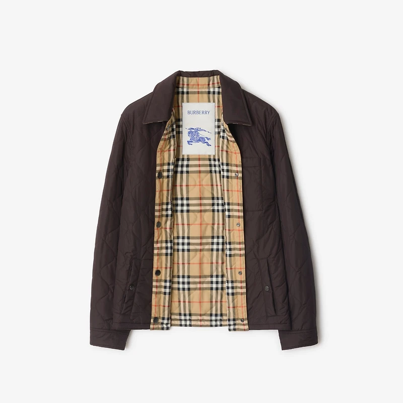 Reversible Quilted Nylon Overshirt in Clove brown - Men | Burberry® Official