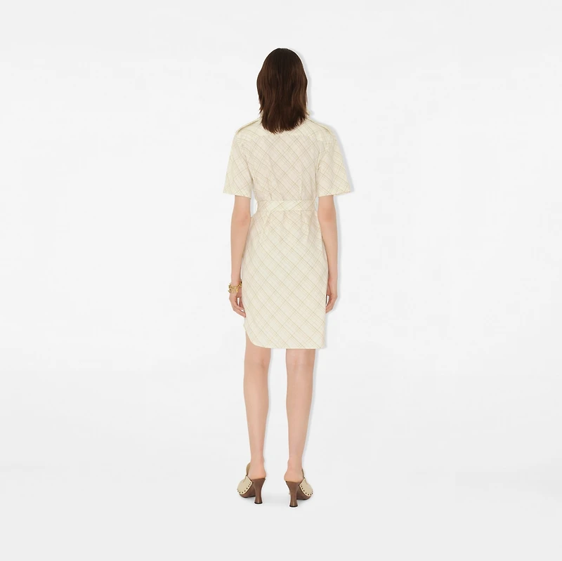 Check Cotton Shirt Dress in Magnolia - Women | Burberry® Official