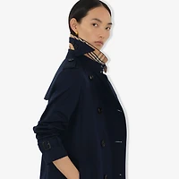 Mid-length Kensington Heritage Trench Coat in Coal blue - Women, Cotton Gabardine | Burberry® Official