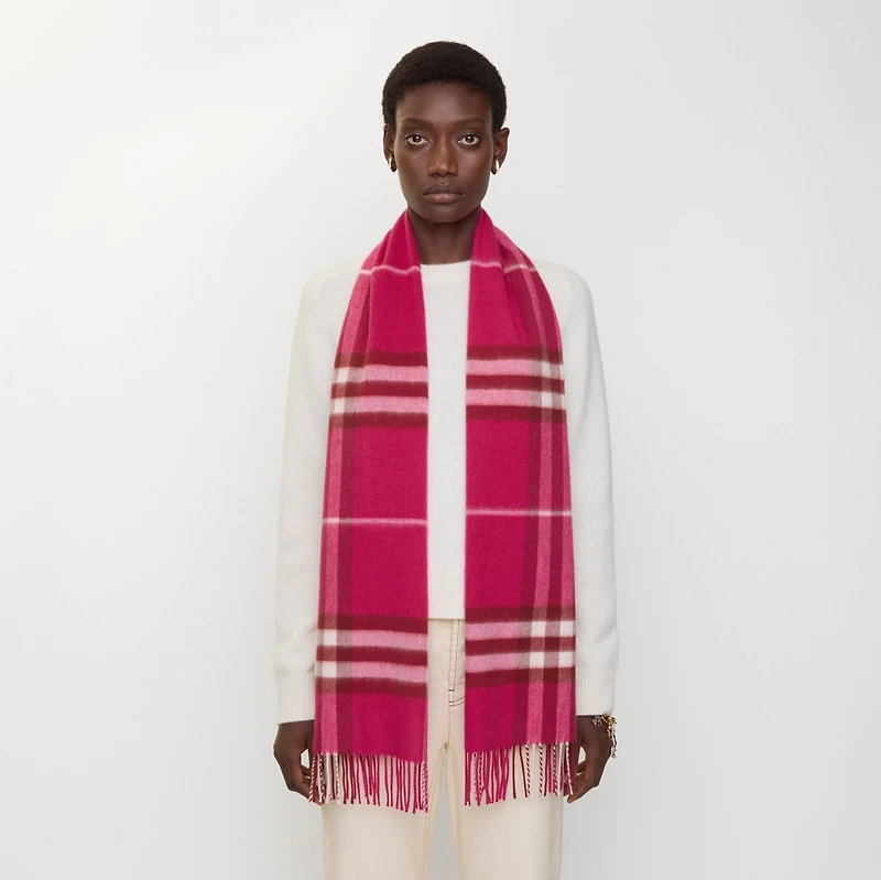Check Cashmere Scarf in Jam | Burberry® Official