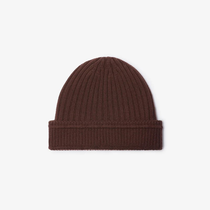 Logo Patch Wool Beanie in Treacle brown - Men | Burberry® Official