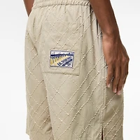 Check Embroidered Cotton Shorts in Sparrow beige - Men | Burberry® Official