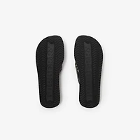 Embossed Check Leather Pavilion Sandals in Black - Men | Burberry® Official