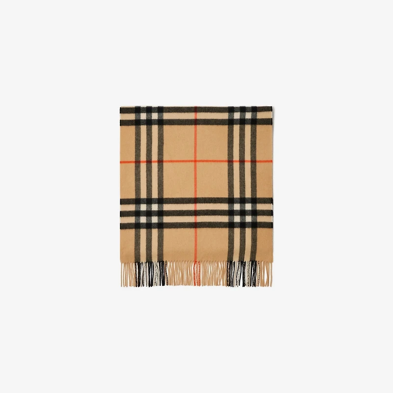 Wide Check Cashmere Scarf in Sand | Burberry® Official