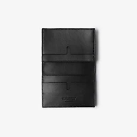 Embossed Check Bifold Card Case in Black - Men, Leather | Burberry® Official
