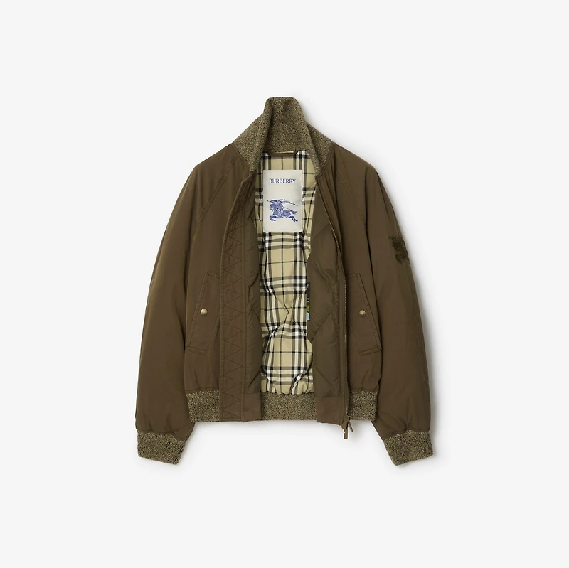 Gabardine Bomber Jacket in Thorn green - Men | Burberry® Official