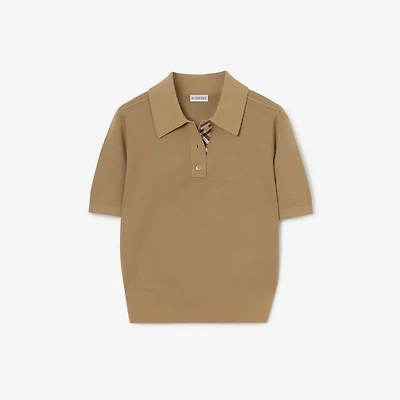 Wool Polo Shirt in Flax beige - Women | Burberry® Official