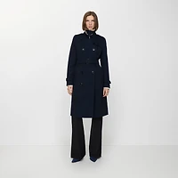 Long Chelsea Heritage Trench Coat in Coal blue - Women, Cotton Gabardine | Burberry® Official