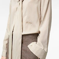 Striped Silk Scarf Blouse in Dune beige/chalk white - Women | Burberry® Official