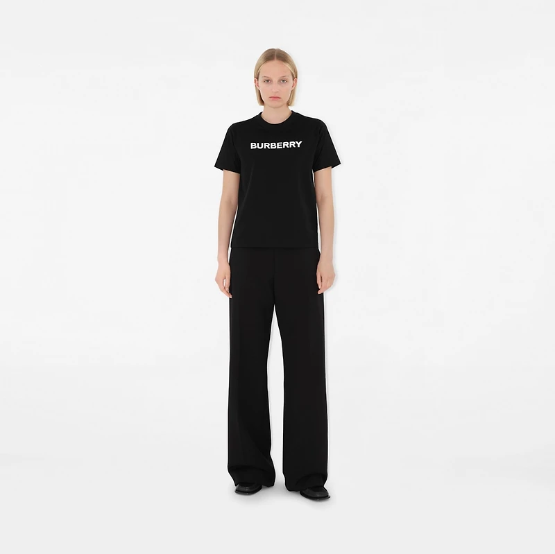 Logo Cotton T-shirt in Black - Women | Burberry® Official