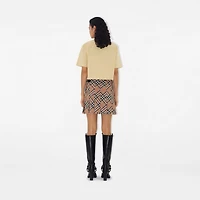 Check Wool Blend Mini Kilt in Nut - Women, Nylon | Burberry® Official