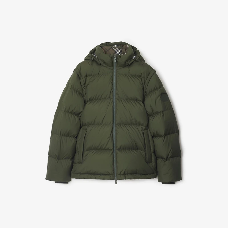 Detachable Sleeve Puffer Jacket in Shale green - Men | Burberry® Official