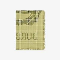 Wide EKD Check Wool Silk Scarf in Pea green | Burberry® Official