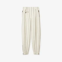 Striped Silk Blend Tailored Trousers in White/black - Women | Burberry® Official