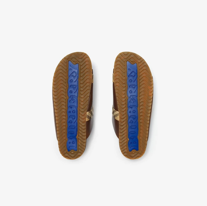 Leather Urchin Sandals in Mid brown - Men | Burberry® Official