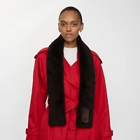 Narrow Label Shearling Scarf in Dark brown | Burberry® Official