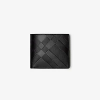 Embossed Check Bifold Coin Wallet in Black - Men | Burberry® Official