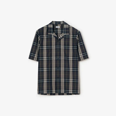 Check Cotton Shirt in Indigo blue - Men | Burberry® Official