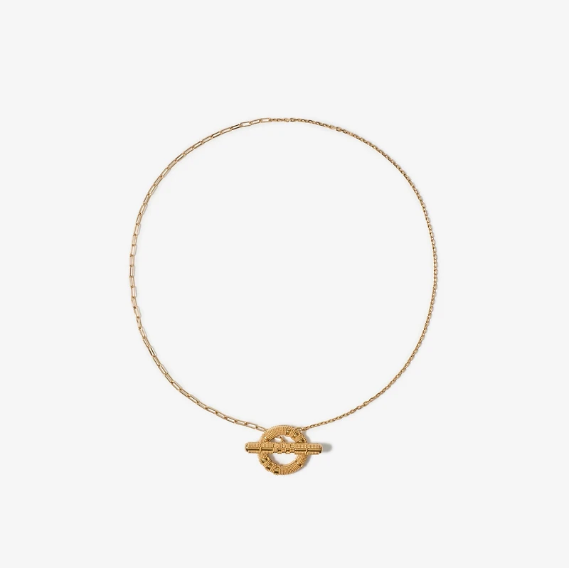 Check Granulation T-Bar Necklace in Gold - Women | Burberry® Official