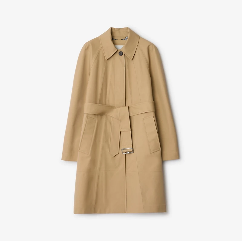 Mid-length Bonded Cotton Car Coat in Flax beige - Women | Burberry® Official
