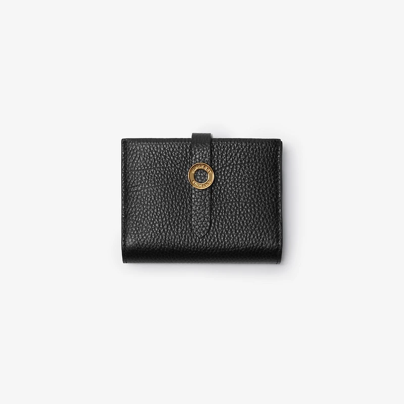 Grainy Leather Bifold Wallet in Black - Women | Burberry® Official