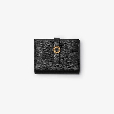Grainy Leather Bifold Wallet in Black - Women | Burberry® Official