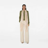 Wide Check Wool Scarf in Smoke | Burberry® Official