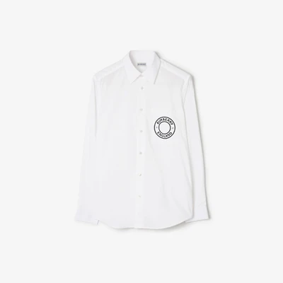 Logo Graphic Cotton Shirt in White - Men | Burberry® Official
