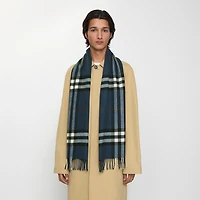 Check Cashmere Scarf in Mast blue | Burberry® Official