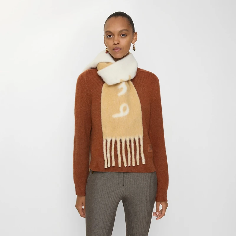 Reversible Logo Alpaca Wool Blend Scarf in Sand | Burberry® Official