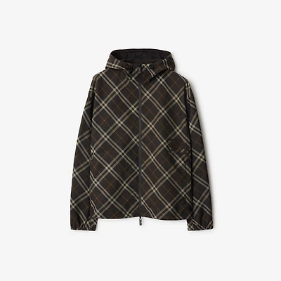 Reversible Check Hooded Jacket in Truffle brown - Men | Burberry® Official