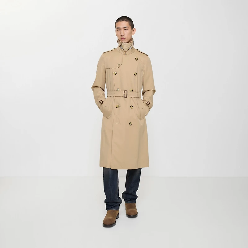 Long Kensington Heritage Trench Coat in Honey beige - Men, Cotton Gabardine | Burberry® Official