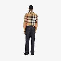 Slim Fit Check Cotton Shirt in Archive beige
