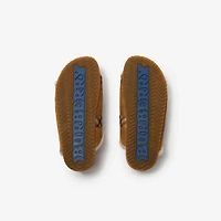 Check Shearling Urchin Sandals in Jute beige - Women | Burberry® Official