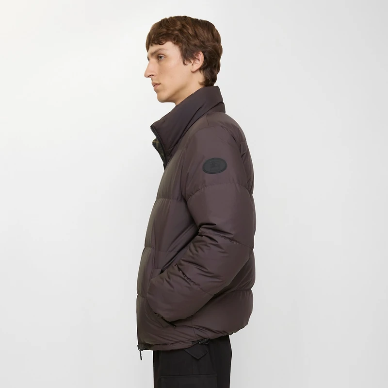 Reversible Check Snowdon Puffer Jacket in Truffle brown - Men | Burberry® Official