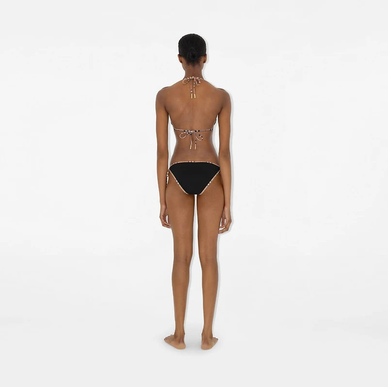 Check Trim Bikini in Black - Women, Nylon | Burberry® Official