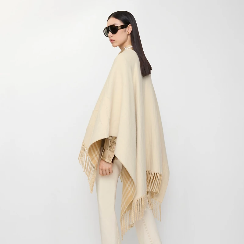 EKD Fil Coupé Wool Cape in Tundra beige | Burberry® Official