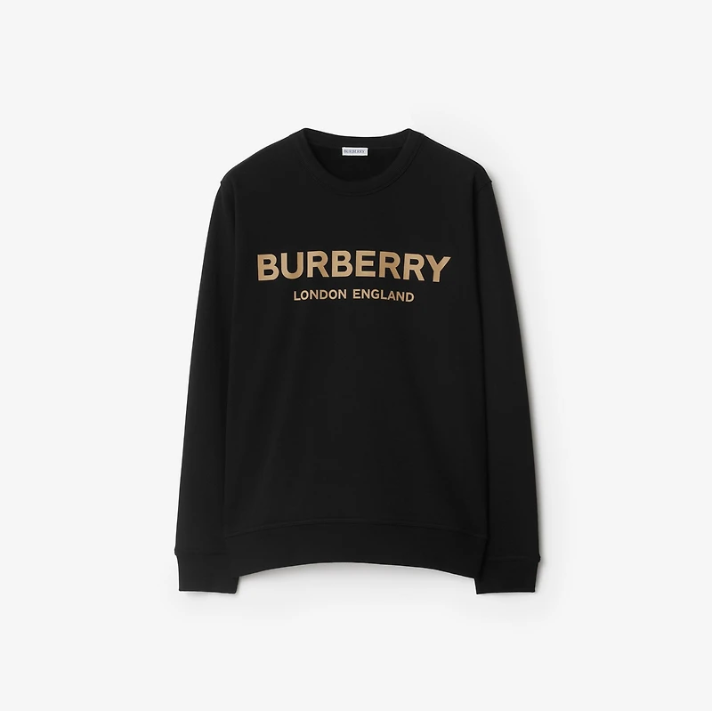 Logo Cotton Sweatshirt in Black - Men | Burberry® Official