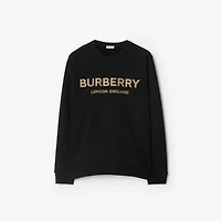 Logo Cotton Sweatshirt in Black - Men | Burberry® Official