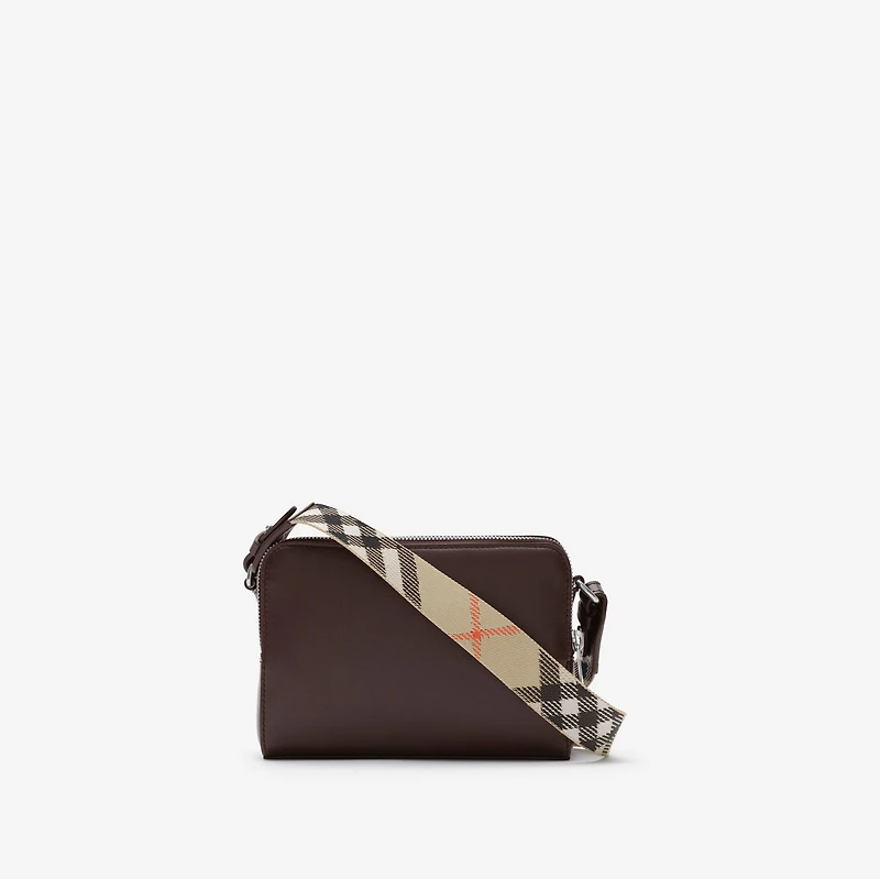 Pop Check Crossbody Bag in Peat brown/sand beige - Men, Leather | Burberry® Official
