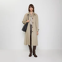 Long Gabardine Ellingham Fit-and-flare Car Coat in Quill beige - Women | Burberry® Official