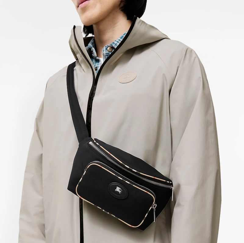 Check Trim Belt Bag in Black - Men, Technical | Burberry® Official