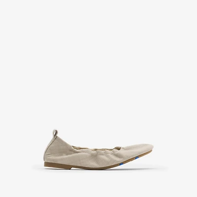 Check Denim Baby Ballerinas​ in Gull - Women, Cotton | Burberry® Official