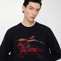 Cross Stitch EKD Wool Cashmere Sweater in Navy - Men | Burberry® Official