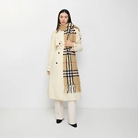 Check Alpaca Wool Blend Bouclé Scarf in Sand beige | Burberry® Official